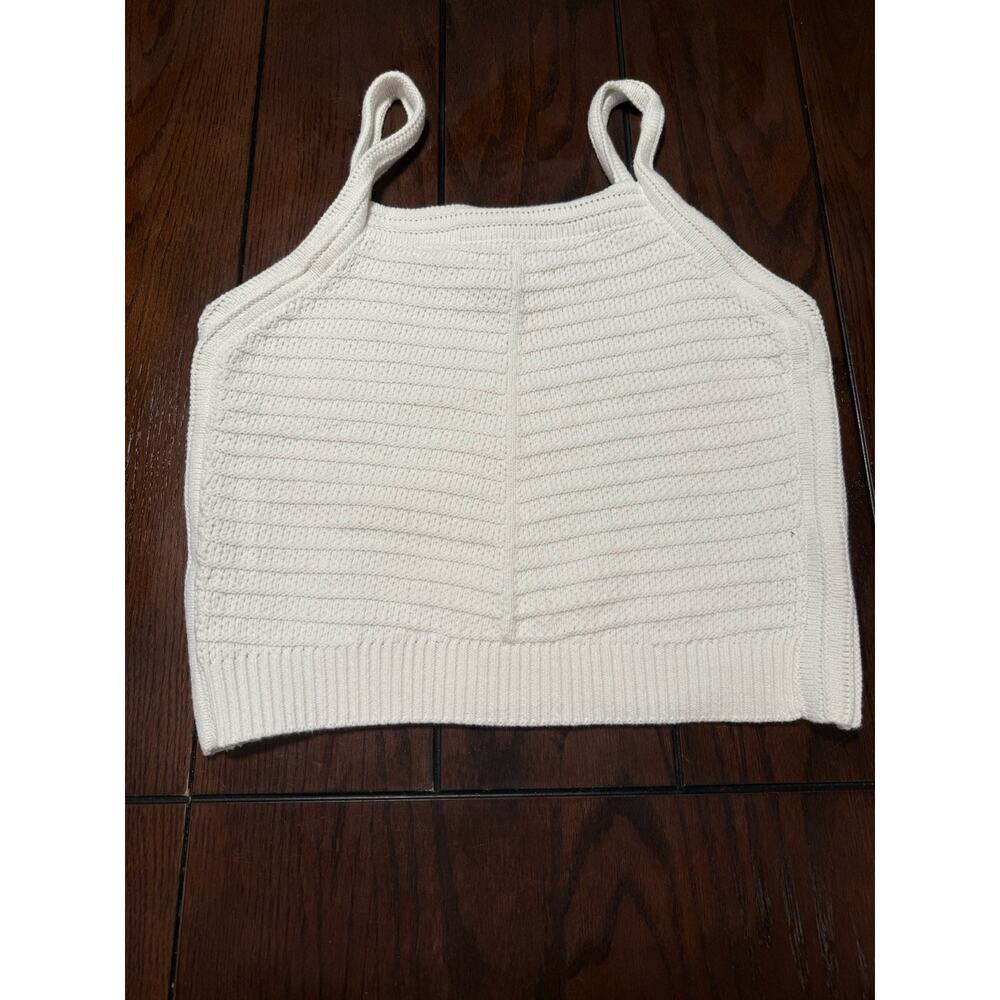 Joie White Knit Square Neck Camisole Tank Top, Size L - Picture 2 of 5